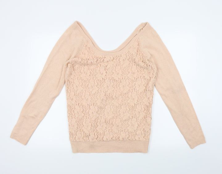 New Look Womens Pink Floral  Pullover Jumper Size 16