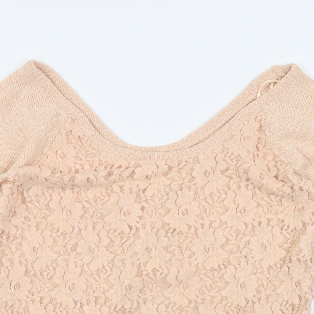 New Look Womens Pink Floral  Pullover Jumper Size 16