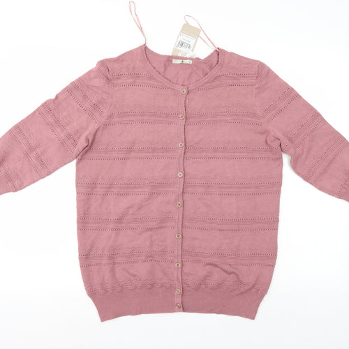 TU Womens Pink Striped  Cardigan Jumper Size 14