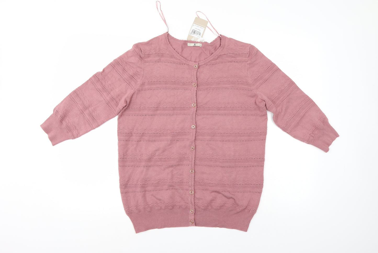 TU Womens Pink Striped  Cardigan Jumper Size 14