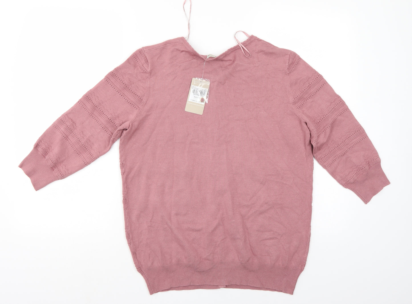 TU Womens Pink Striped  Cardigan Jumper Size 14
