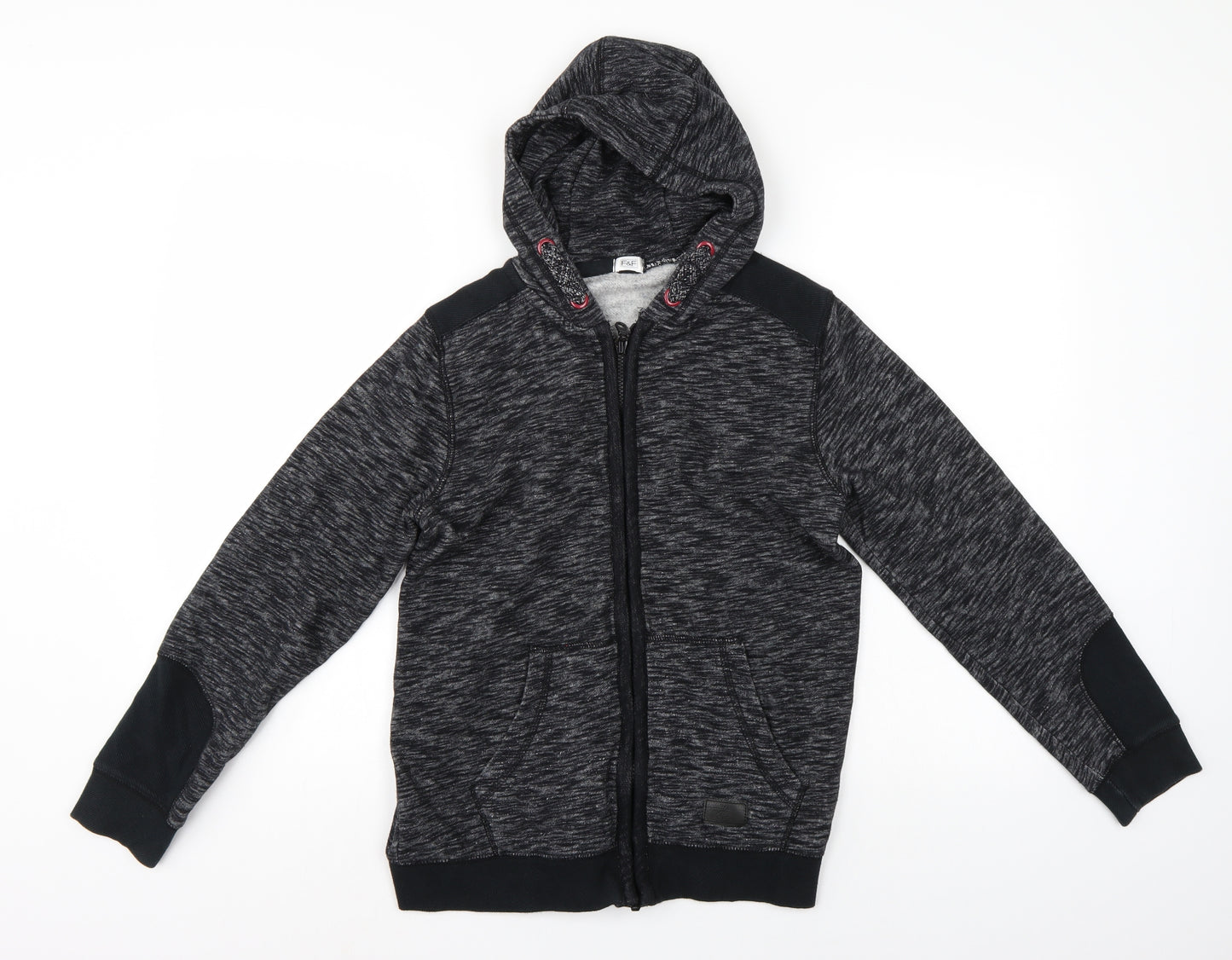 F7F Boys Black   Full Zip Hoodie Size 12-13 Years