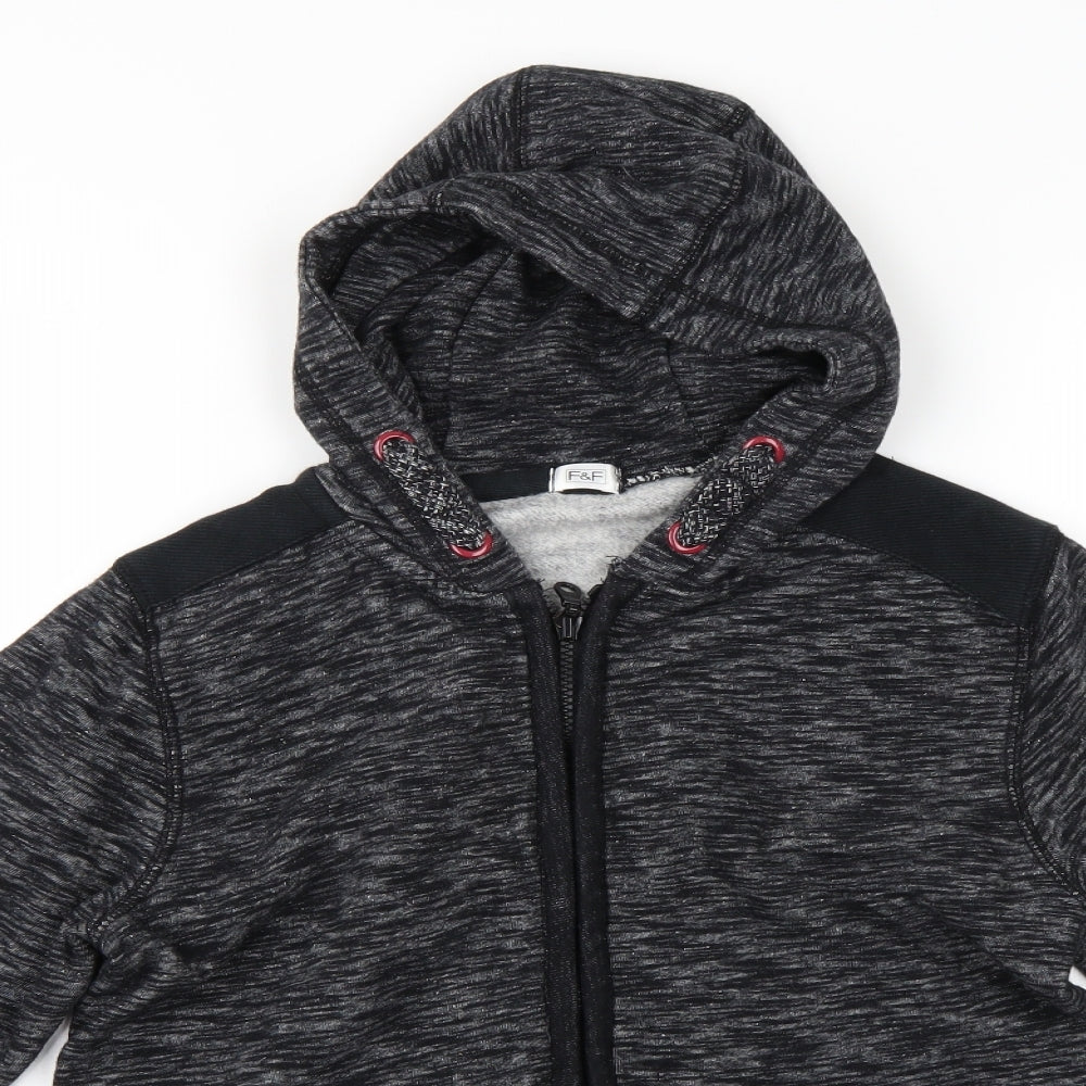 F7F Boys Black   Full Zip Hoodie Size 12-13 Years