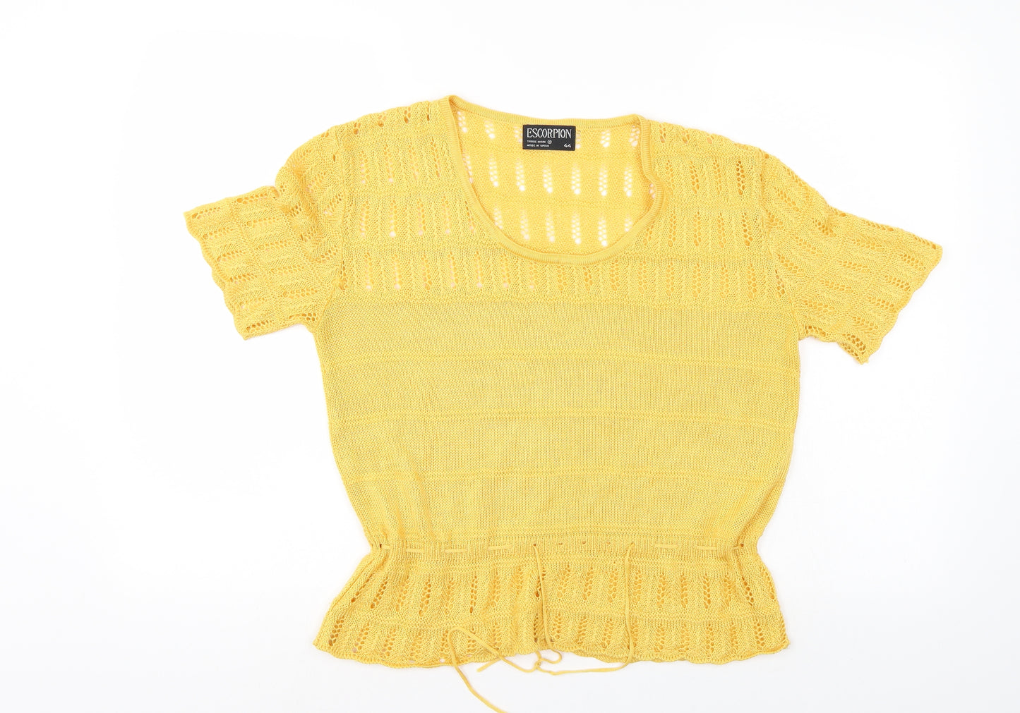 Escorpion Womens Yellow Striped  Basic Blouse Size 16