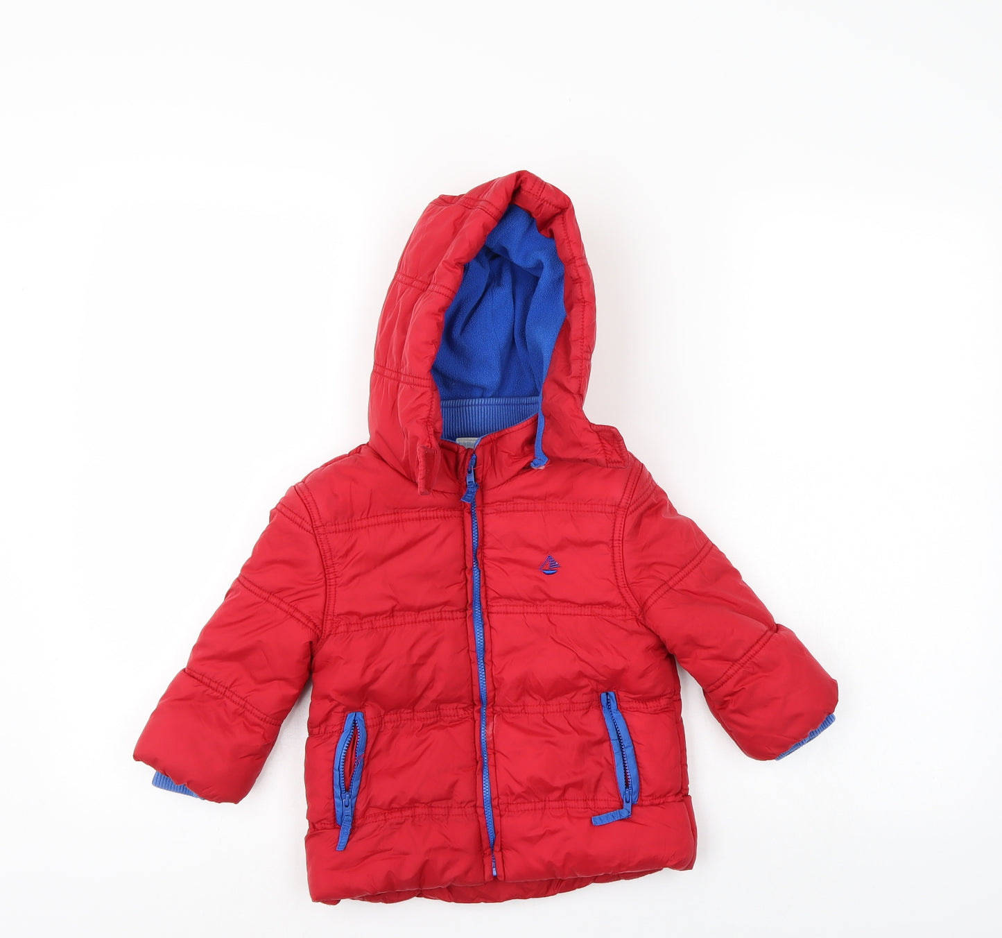 JoJo Maman Bébé Boys Red   Puffer Jacket Coat Size 18-24 Months