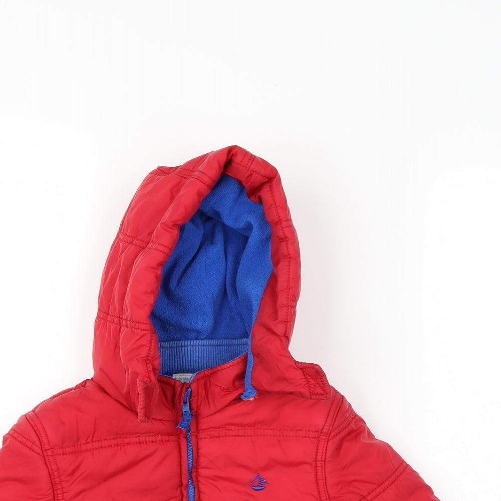 JoJo Maman Bébé Boys Red   Puffer Jacket Coat Size 18-24 Months