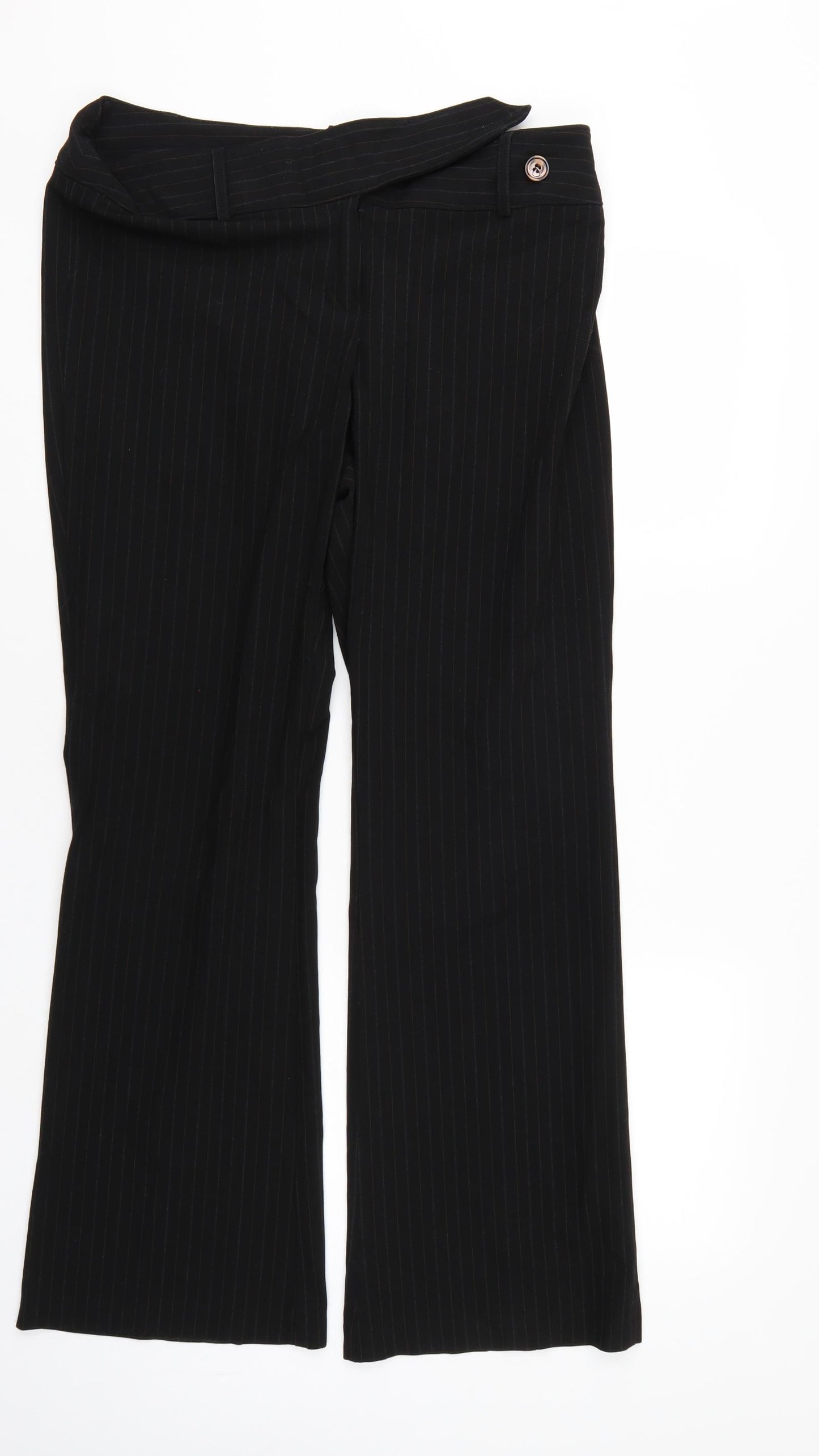 Marks and Spencer Womens Black Striped  Trousers  Size 14 L28 in