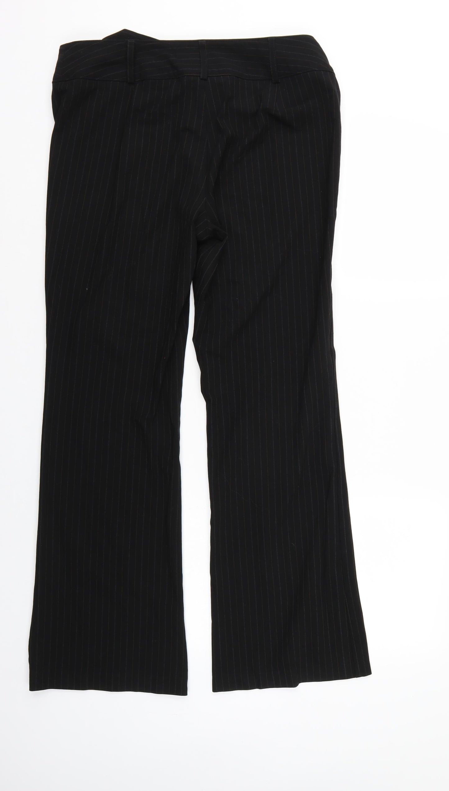 Marks and Spencer Womens Black Striped  Trousers  Size 14 L28 in