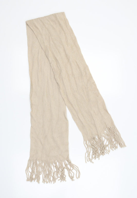 Front view of Preworn women’s beige knit scarf