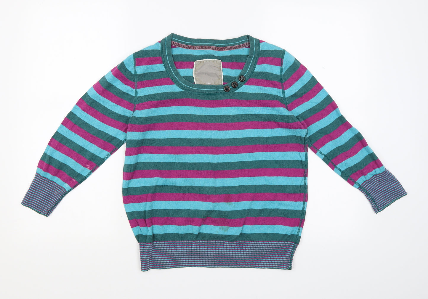 MANTARAY PRODUCTS Womens Blue Striped Knit Pullover Jumper Size 14