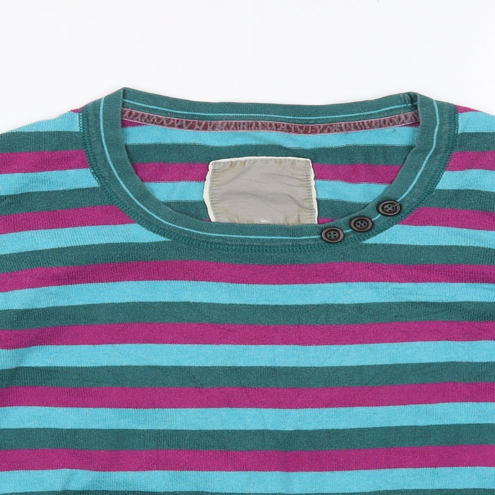 MANTARAY PRODUCTS Womens Blue Striped Knit Pullover Jumper Size 14