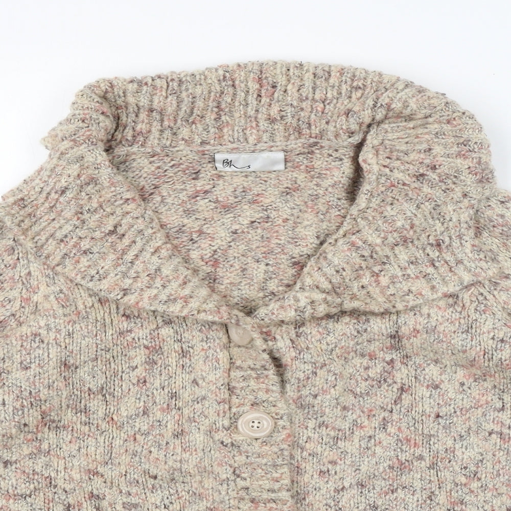 BHS Womens Beige  Knit Cardigan Jumper Size 14  - Button up