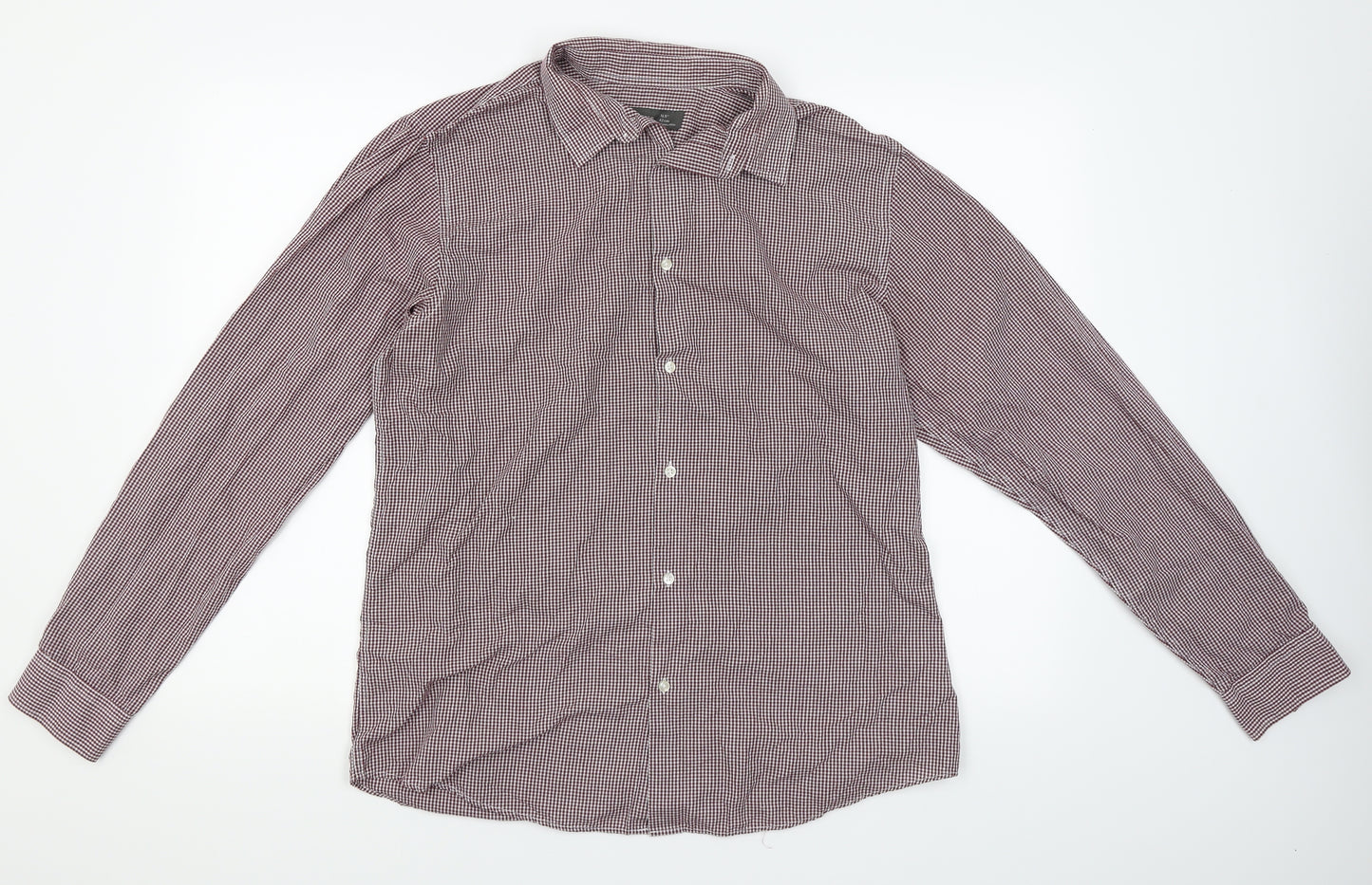 Primark Mens Red Check   Button-Up Size 16.5  - Gingham