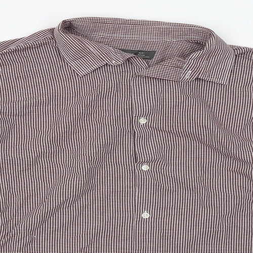 Primark Mens Red Check   Button-Up Size 16.5  - Gingham