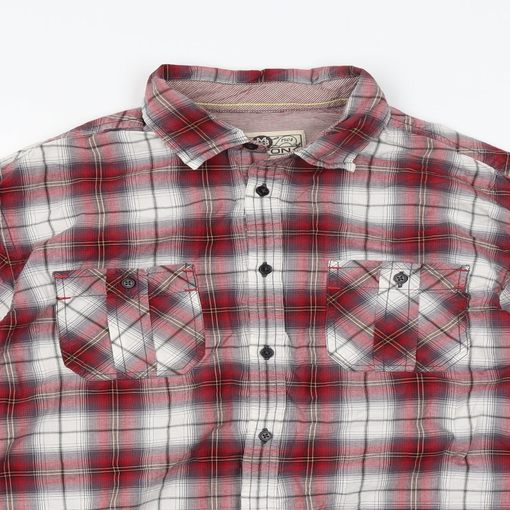 Burton Mens Red Plaid   Button-Up Size M
