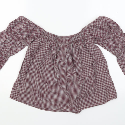 New Look Womens Red Check  Basic Blouse Size 6