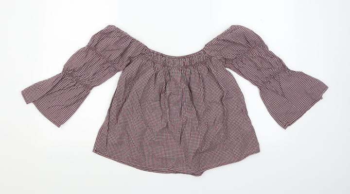 New Look Womens Red Check Basic Blouse Size 6