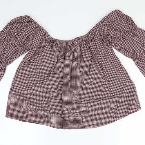 New Look Womens Red Check  Basic Blouse Size 6
