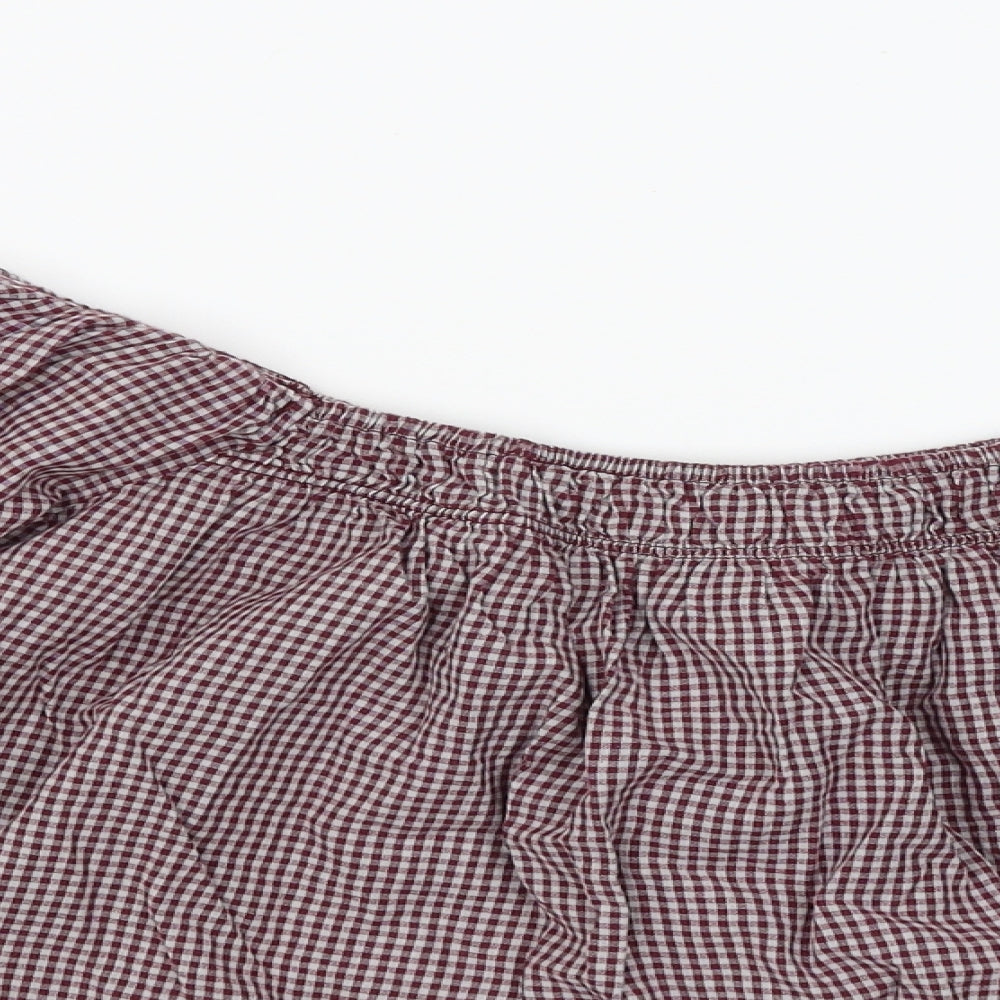 New Look Womens Red Check  Basic Blouse Size 6