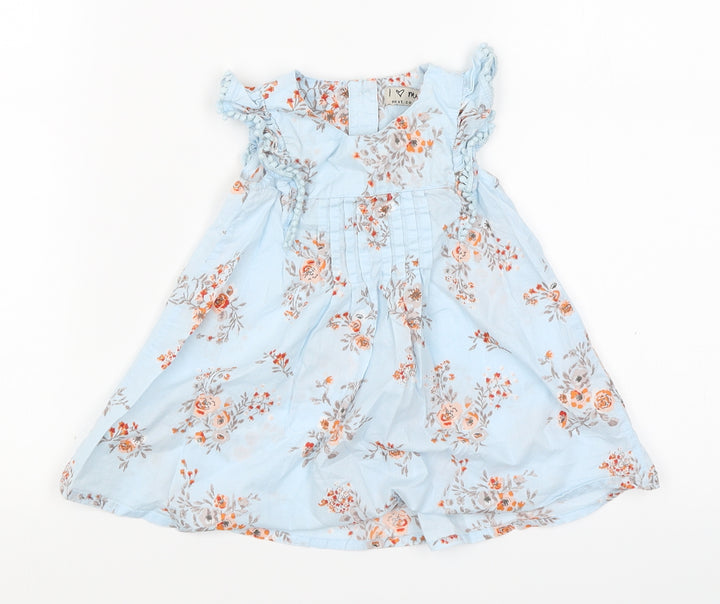 NEXT Girls Blue Floral A-Line Size 3-6 Months - pleated front