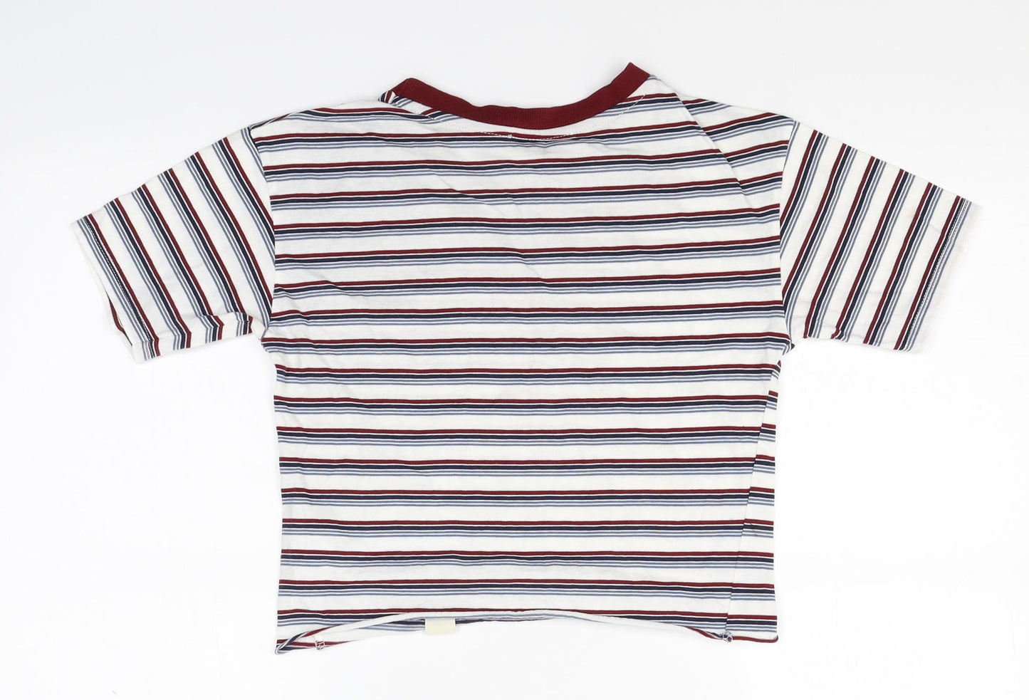 Pull&Bear Womens Red Striped  Basic T-Shirt Size XS