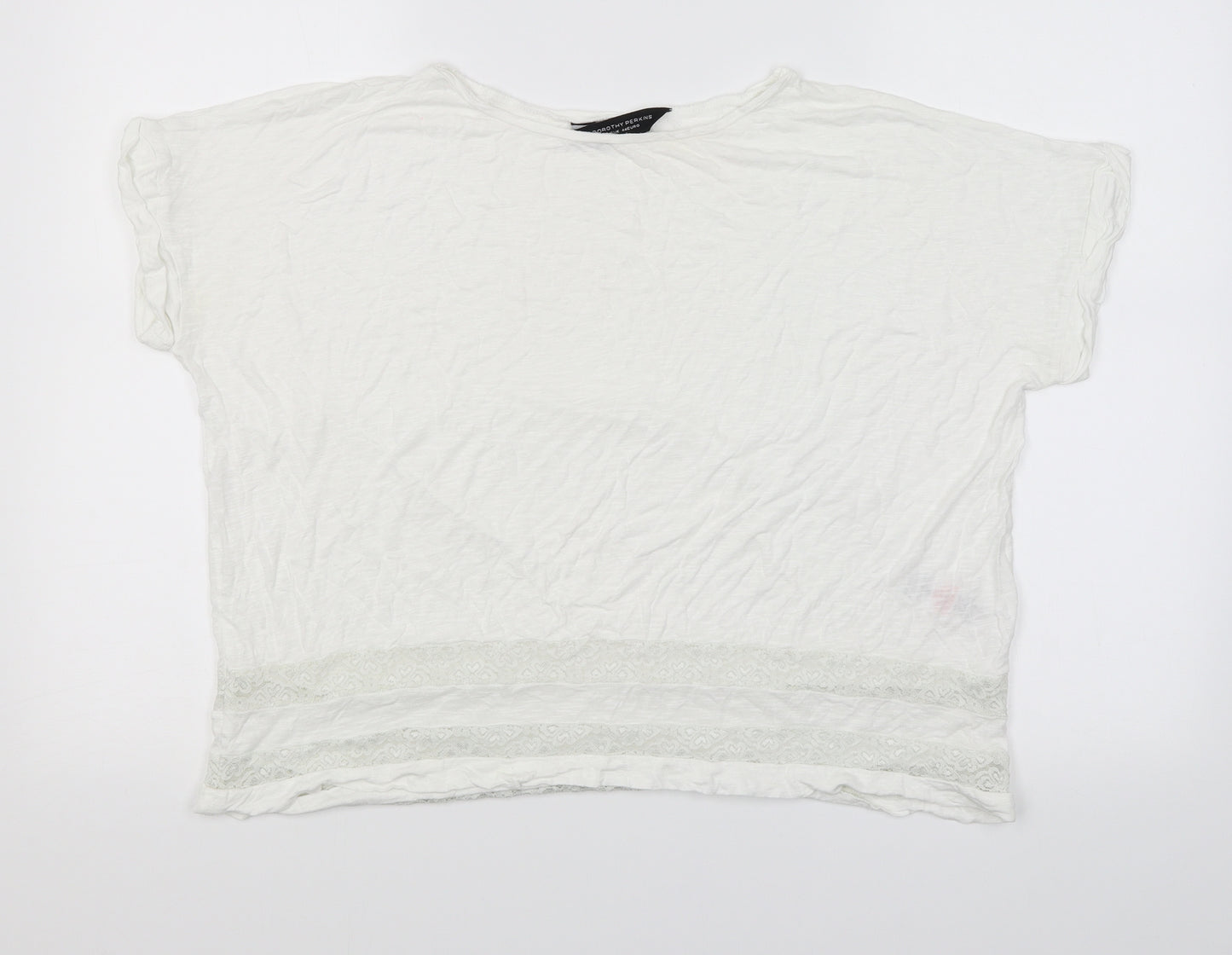 Dorothy Perkins Womens White   Basic T-Shirt Size 16  - lace