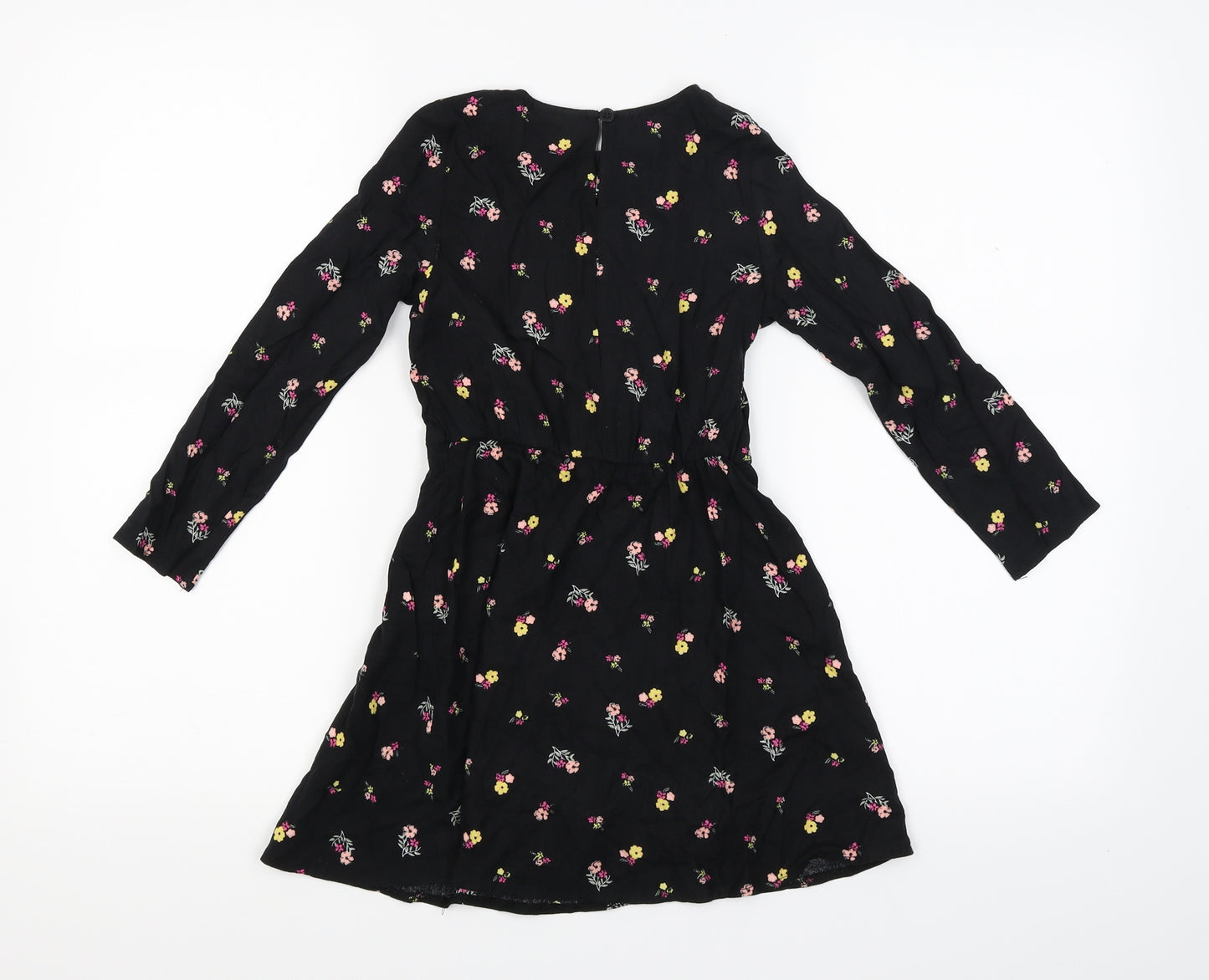 Matalan Girls Black Floral  Fit & Flare  Size 7 Years