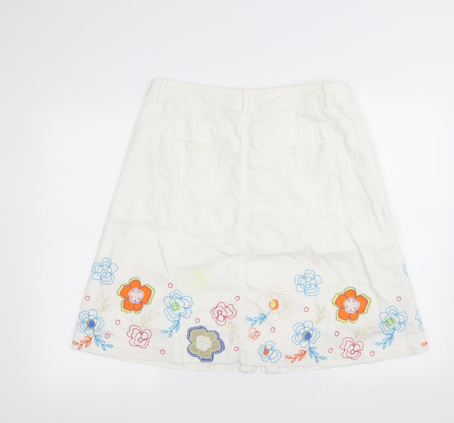 NEXT Womens White Floral  A-Line Skirt Size 14