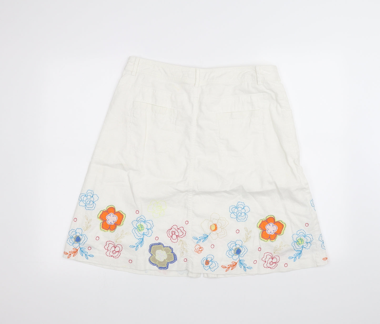 NEXT Womens White Floral  A-Line Skirt Size 14