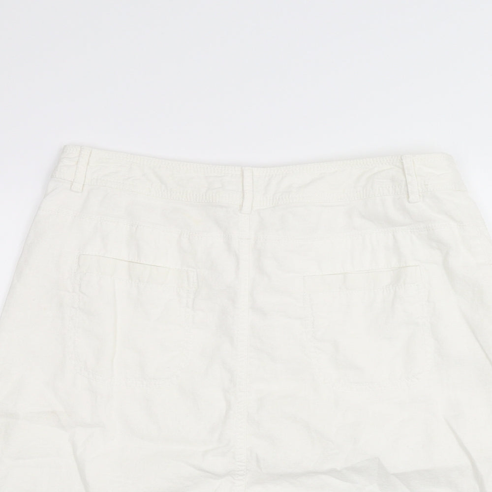 NEXT Womens White Floral  A-Line Skirt Size 14