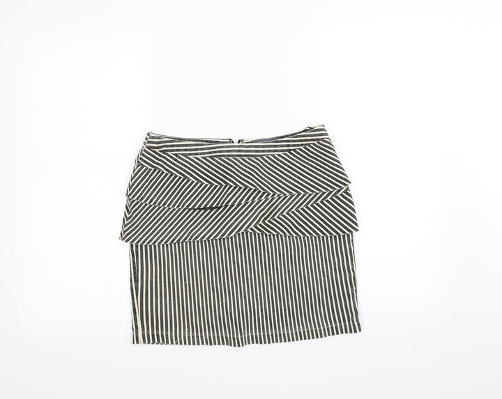 Apricot Womens White Striped A-Line Skirt Size S