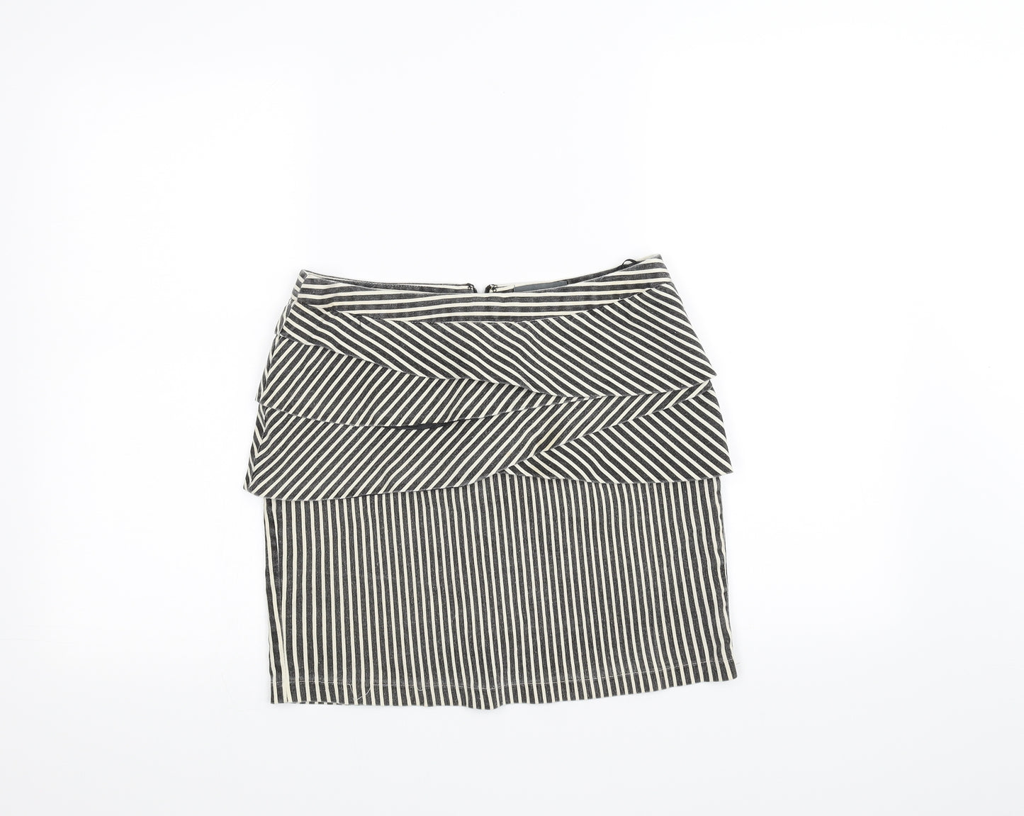 Apricot Womens White Striped  A-Line Skirt Size S