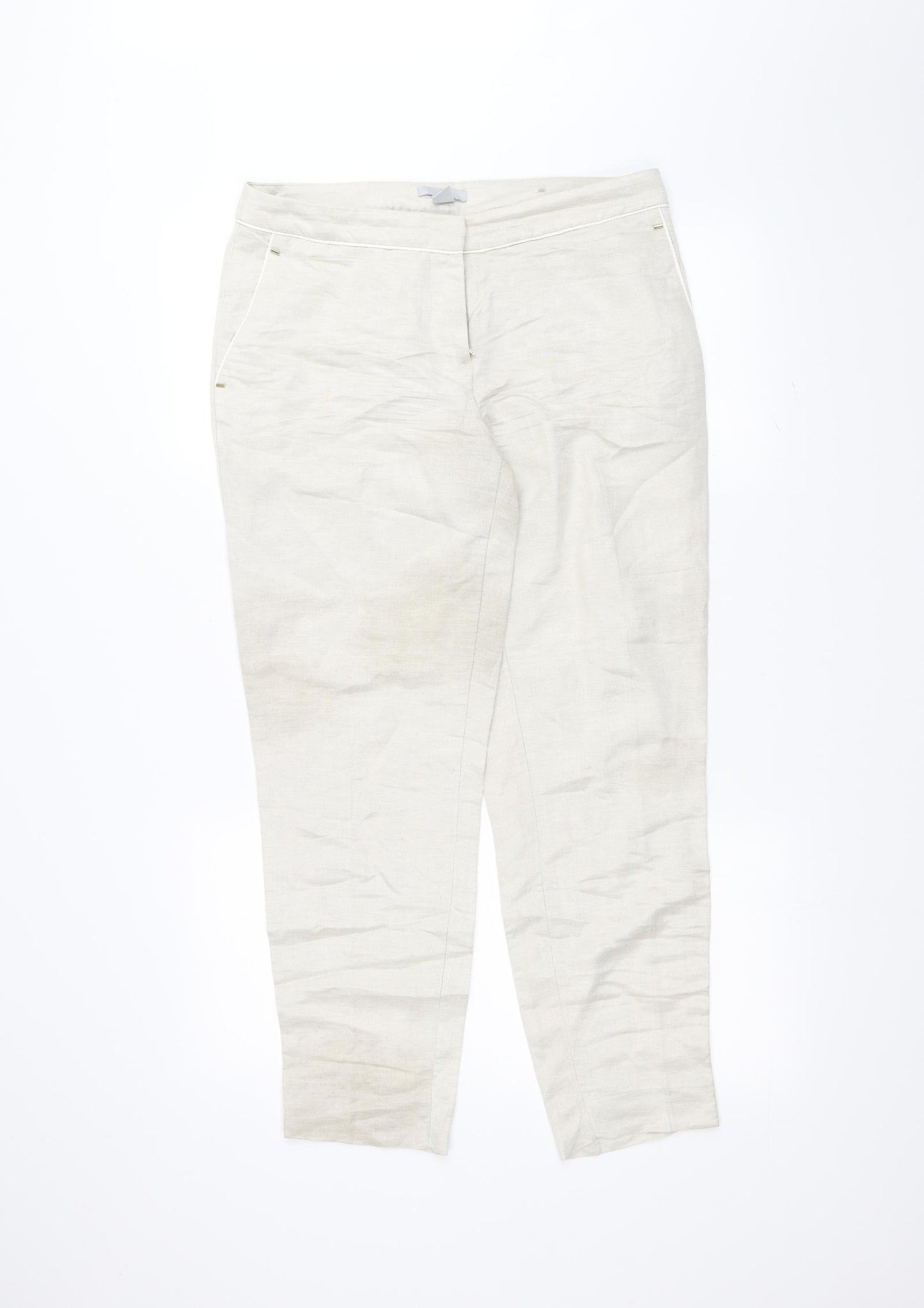 H&M Womens White   Trousers  Size 10 L27 in