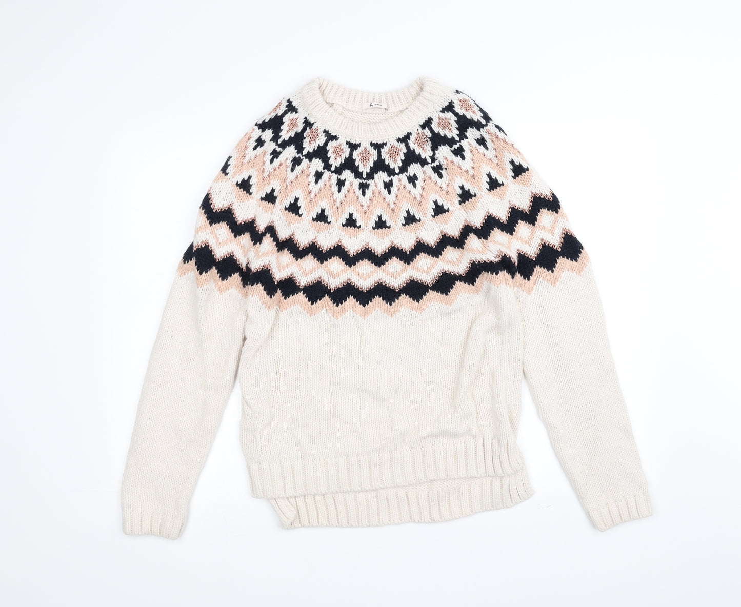 TU Womens White  Knit Pullover Jumper Size 14