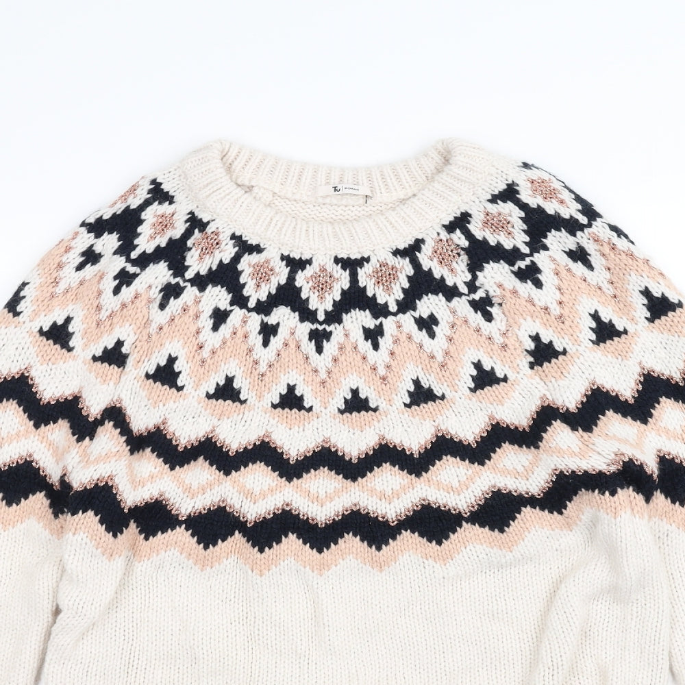TU Womens White  Knit Pullover Jumper Size 14