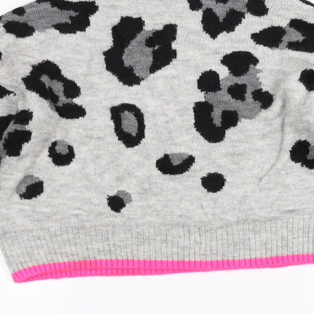 Primark Womens Grey Animal Print Knit Pullover Jumper Size XS