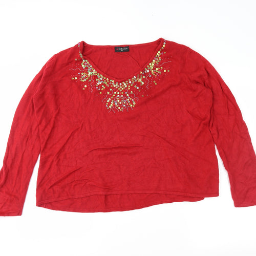 BM Womens Red   Tunic Jumper Size XL