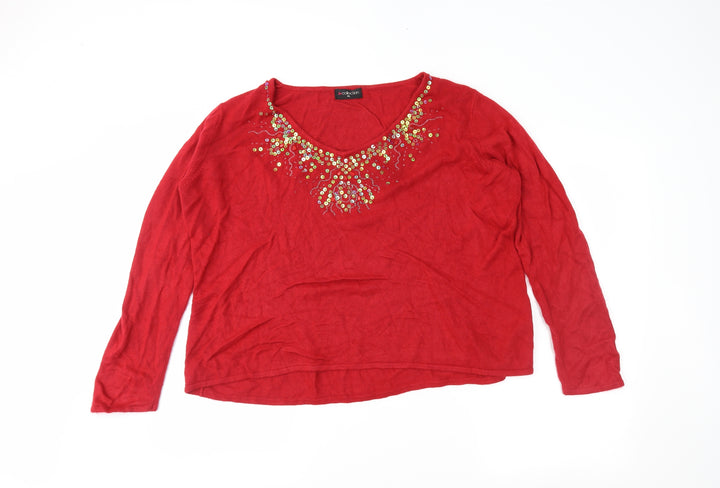 BM Womens Red Tunic Jumper Size XL