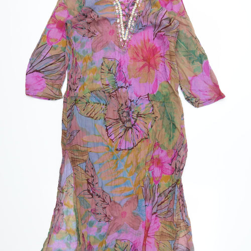 Preworn Womens Pink Floral  Kaftan  Size M