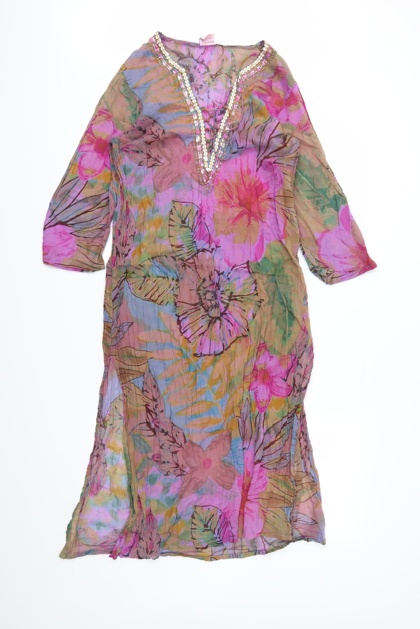 Preworn Womens Pink Floral  Kaftan  Size M