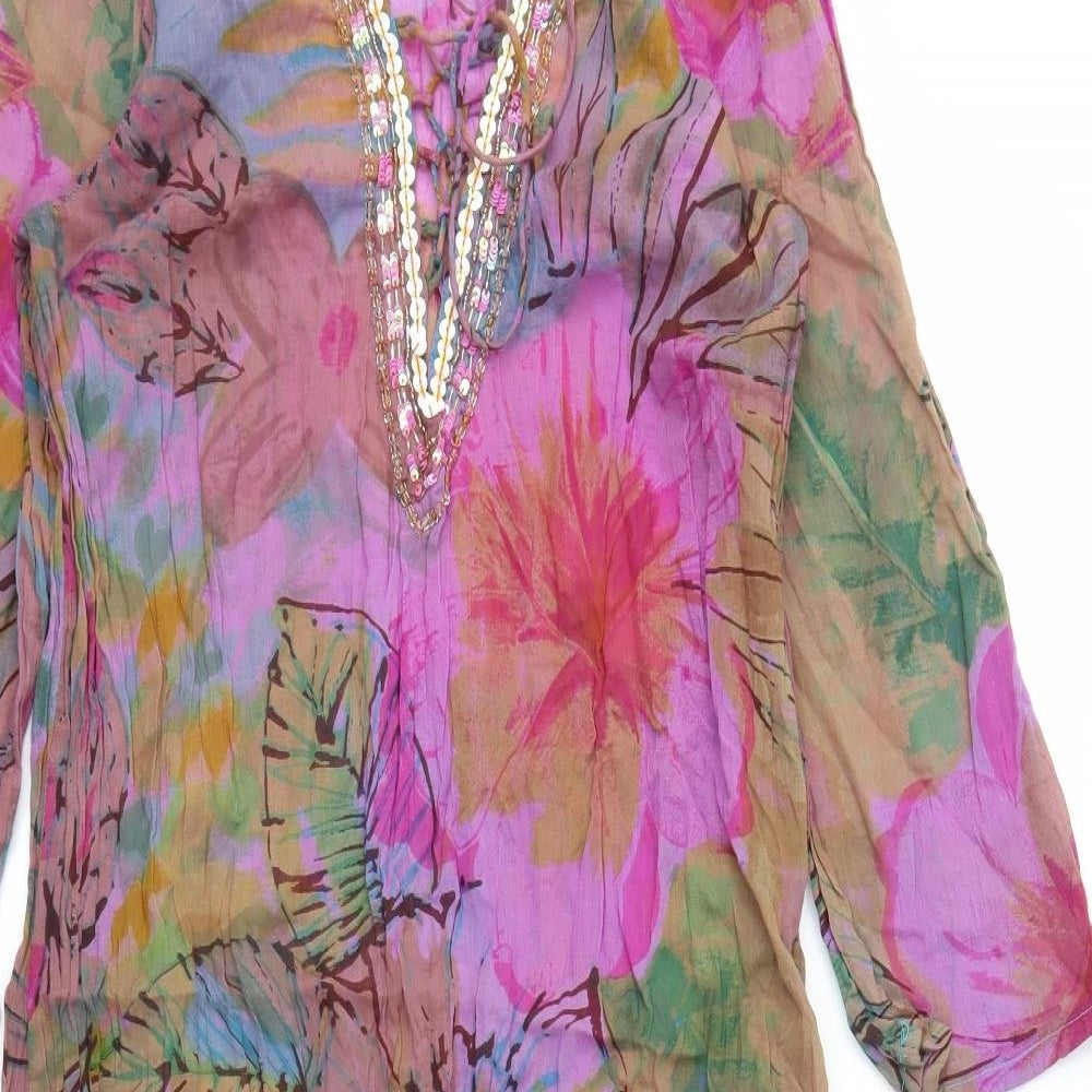 Preworn Womens Pink Floral  Kaftan  Size M