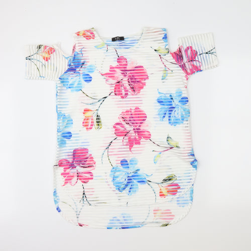 I-X London Womens Ivory Floral  Basic Blouse Size 12