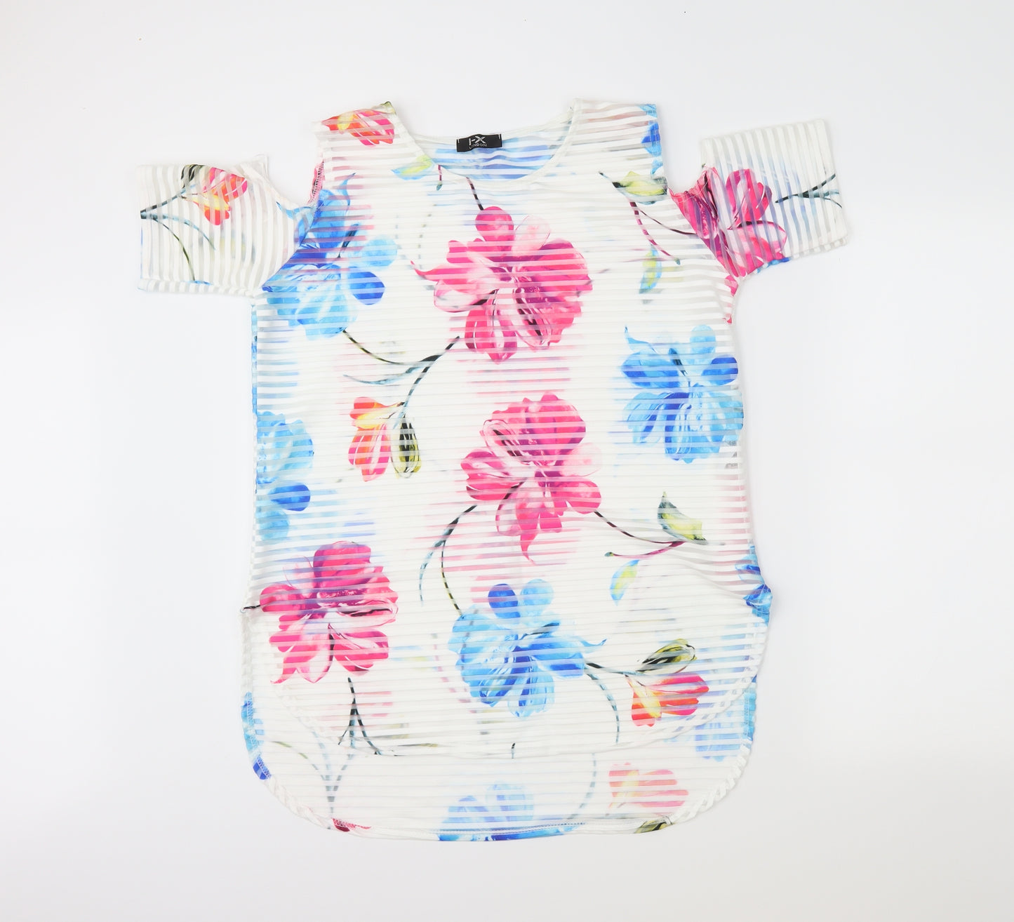 I-X London Womens Ivory Floral  Basic Blouse Size 12