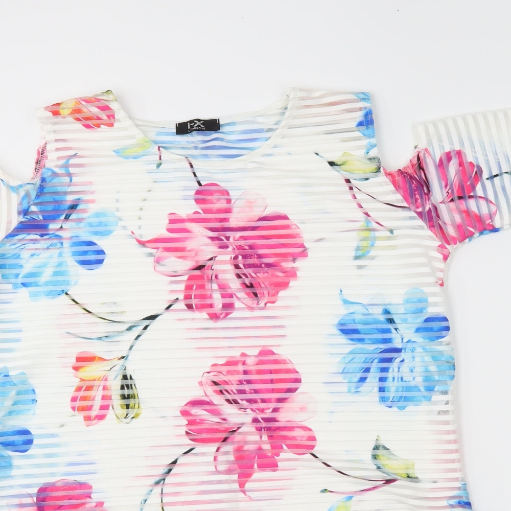 I-X London Womens Ivory Floral  Basic Blouse Size 12
