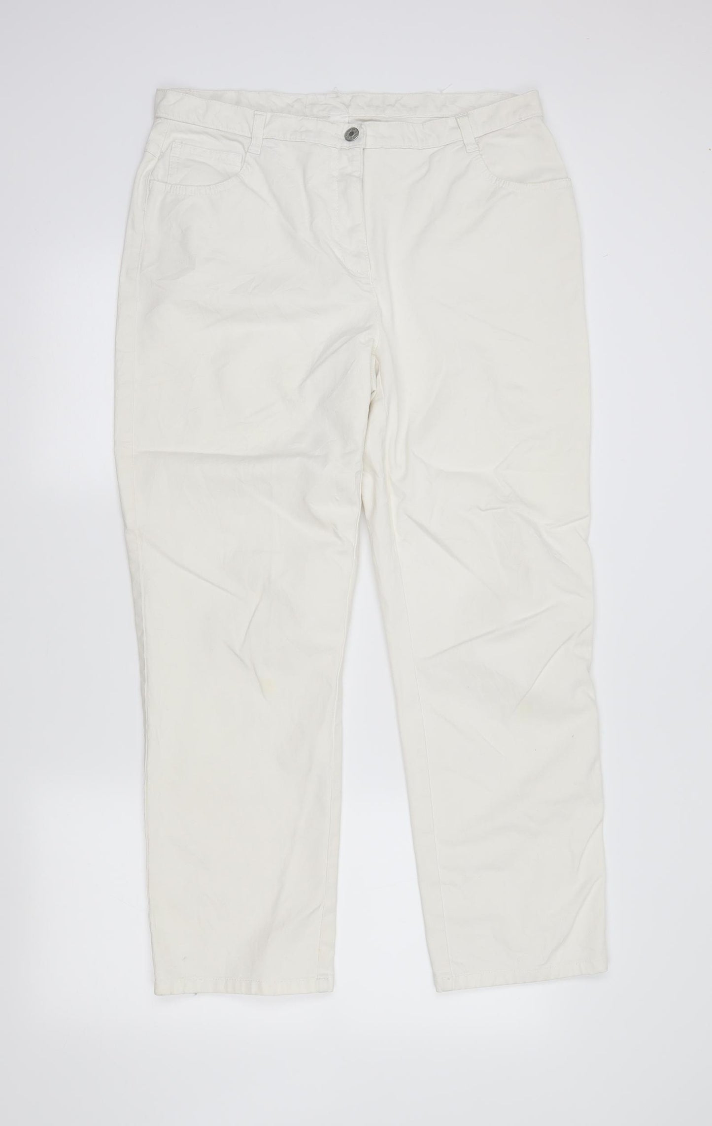 Preworn Womens Ivory   Straight Jeans Size 18 L28 in