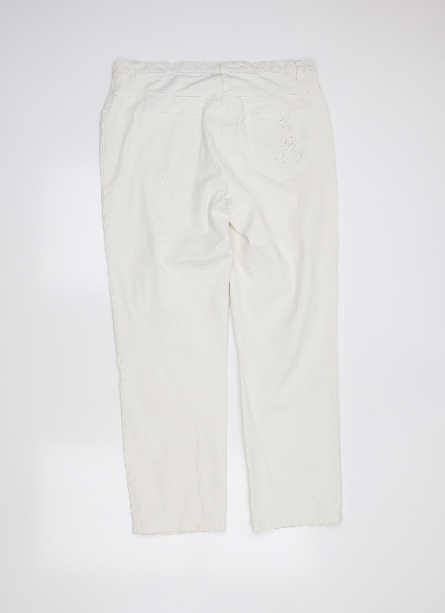 Preworn Womens Ivory   Straight Jeans Size 18 L28 in