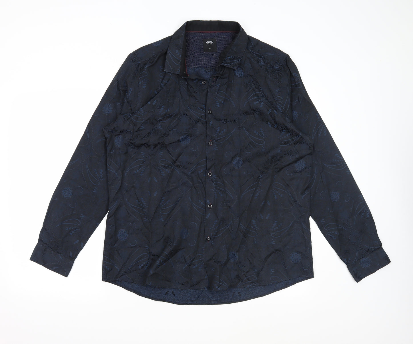 Burton Menswear Mens Blue Paisley   Dress Shirt Size XL
