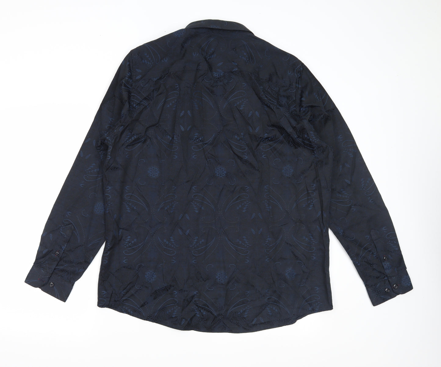 Burton Menswear Mens Blue Paisley   Dress Shirt Size XL