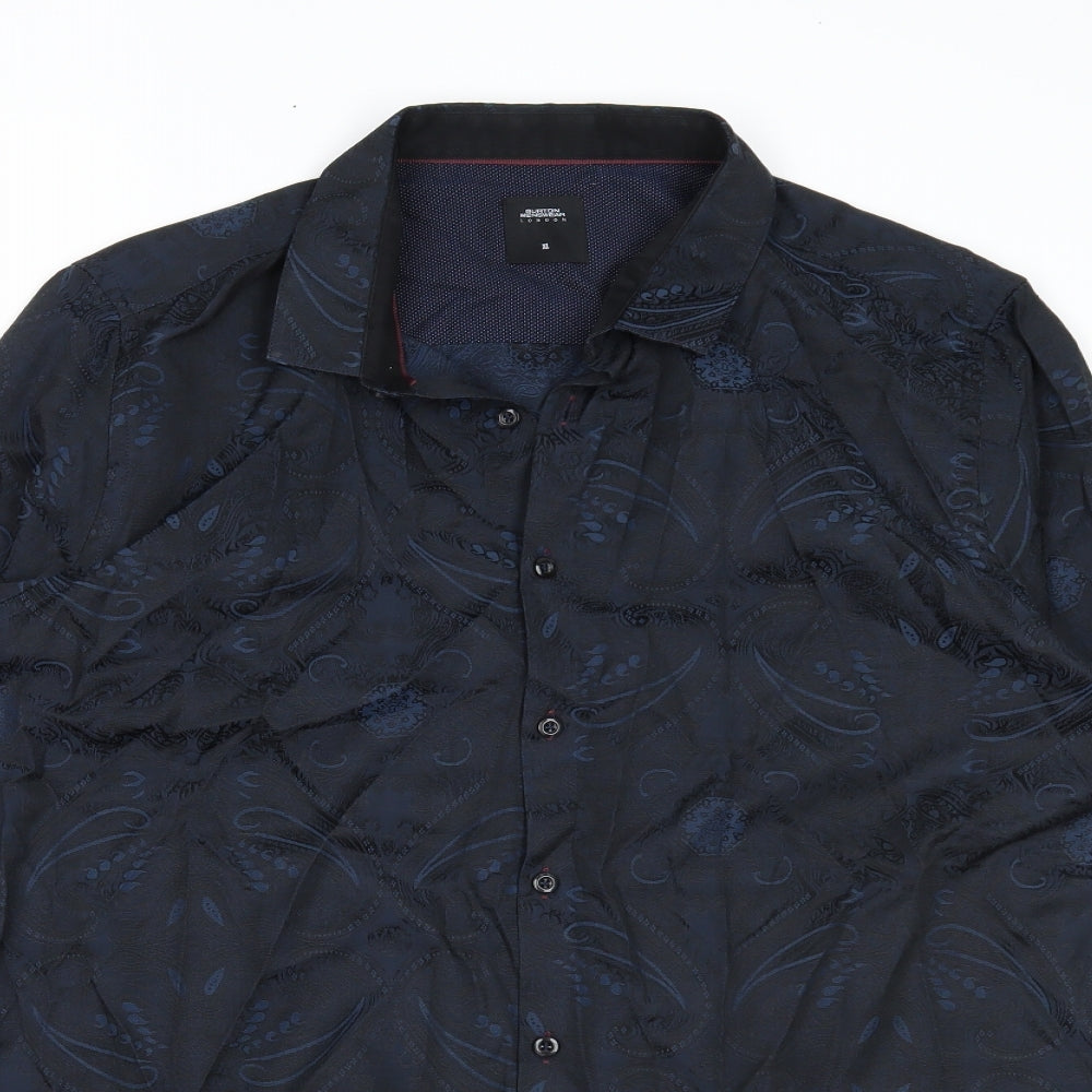Burton Menswear Mens Blue Paisley   Dress Shirt Size XL
