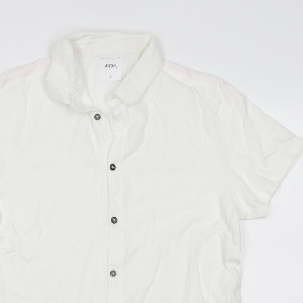 Burton Menswear Mens Ivory    Button-Up Size L
